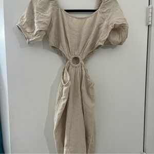 Women’s Cream mini Dress with Ring Detail side cutouts size M